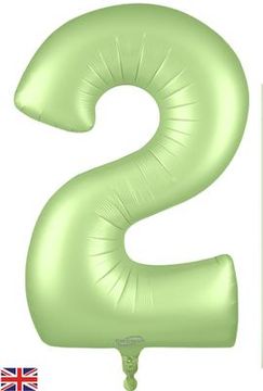 Oaktree 34inch Number 2 Satin Pastel Pistachio - Foil Balloons